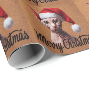 Prettig kerstfeest Sphynx Kat, Kerstmis Kerstman S Cadeaupapier