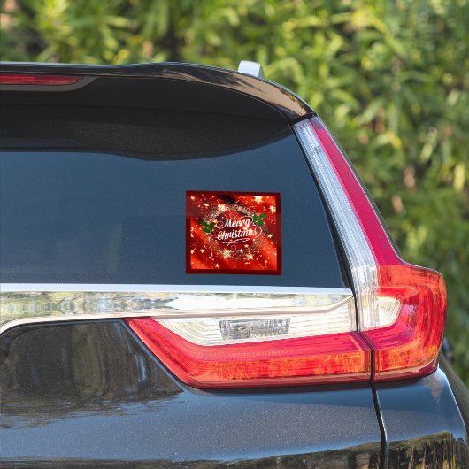 Prettig kerstfeest, sprankelend rood en goud ontwe sticker (Auto Zijkant)