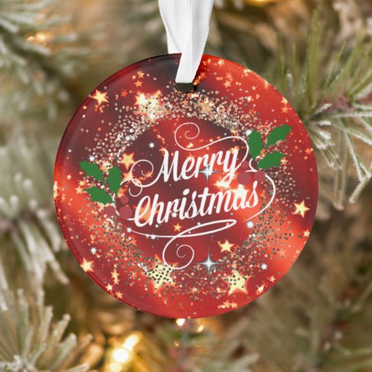 Prettig kerstfeest, sprankelend rood en goud, ornament (Boom)