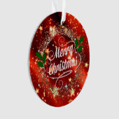 Prettig kerstfeest, sprankelend rood en goud, ornament (voorkant)