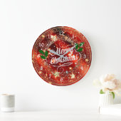 Prettig kerstfeest, sprankelende en glinsterende u grote klok (Huis)