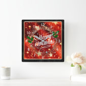 Prettig kerstfeest, sprankelende en glinsterende u vierkante klok (Huis)