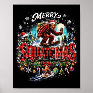 Prettig kerstfeest Squatchmas Grappige Bigfoot Sne Poster