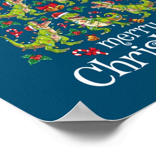 Prettig kerstfeest T Rex Jongens Kerstboom Rex Poster (Hoek)