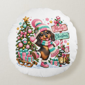 Prettig kerstfeest takshond rond kussen