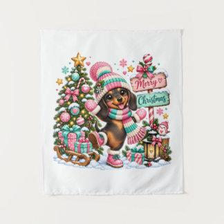 Prettig kerstfeest takshond wandkleed