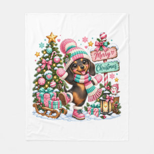 Prettig kerstfeest Teckel Fleece Deken