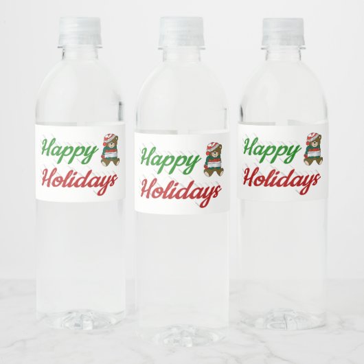 Prettig kerstfeest Teddy Bear Kerstscript Waterfles Etiket (Flessen)