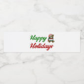 Prettig kerstfeest Teddy Bear Kerstscript Waterfles Etiket (Enkel label)