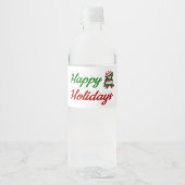 Prettig kerstfeest Teddy Bear Kerstscript Waterfles Etiket (Voorkant)