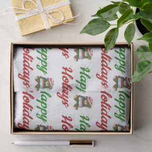 Prettig kerstfeest teddybeer kerstscript tissuepapier