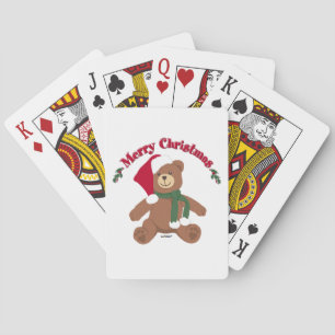 Prettig kerstfeest Teddybeer Pokerkaarten