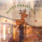 Prettig kerstfeest tekst rendier wit raamsticker (Vel 2)