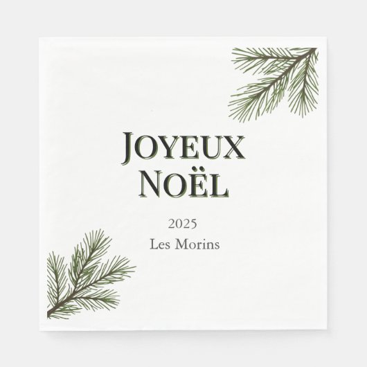 Prettig Kerstfeest - tere dennentakken Servet (Voorkant)