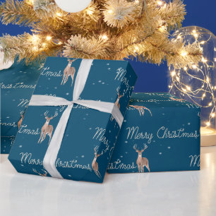 Prettig kerstfeest touw en hert cadeaupapier