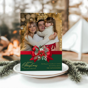 Prettig kerstfeest Trendy Kerstkaart met één foto Folie Feestdagenkaart