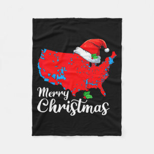 Prettig kerstfeest Trump Patriottische Usa Kaart 2 Fleece Deken