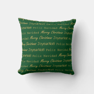 Prettig kerstfeest Typografie Noel Navidad Goud Gr Kussen