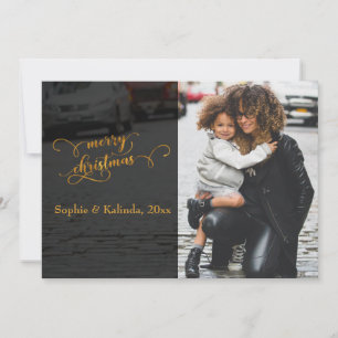Prettig kerstfeest Valse goud folie typografie Feestdagenkaart