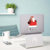 Prettig kerstfeest van de Kerstman Sticker (Laptop op bureau)