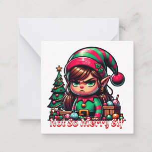 Prettig kerstfeest van deze kleine chagrijnige elf notitiekaartje