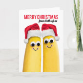 Prettig kerstfeest van ons beiden Funny Bananas Feestdagen Kaart (Voorkant)