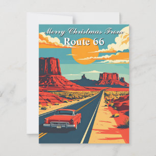 Prettig kerstfeest van Route 66 Retro Road Trip Briefkaart