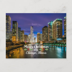Prettig kerstfeest vanuit Chicago, IL Briefkaart