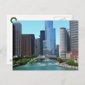 Prettig kerstfeest vanuit Chicago Illinois Feestdagenkaart (Voorkant / Achterkant)