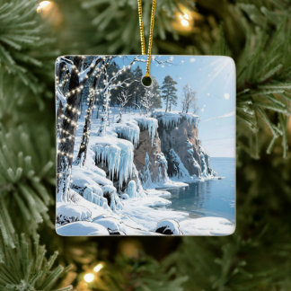 Prettig kerstfeest vanuit Door County, Wisconsin Keramisch Ornament