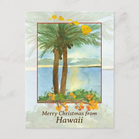 Prettig kerstfeest vanuit Hawaii Oceaan Zonsopgang Feestdagenkaart (Voorkant)