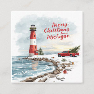 Prettig kerstfeest vanuit Michigan – Kustvuurtoren Vierkante Visitekaartje
