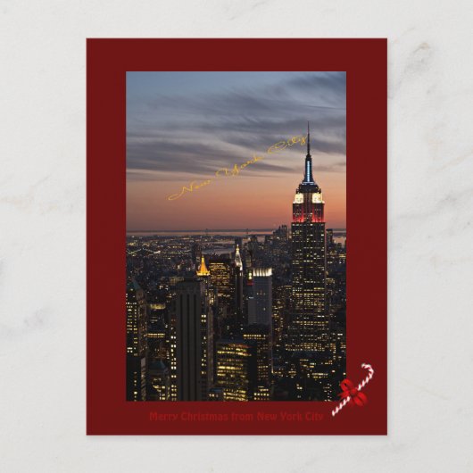Prettig kerstfeest vanuit New York City Feestdagenkaart (Voorkant)