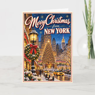 Prettig kerstfeest vanuit New York Vintage NYC Ker Kaart