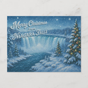 Prettig kerstfeest vanuit Niagara Falls Winter Ans Briefkaart