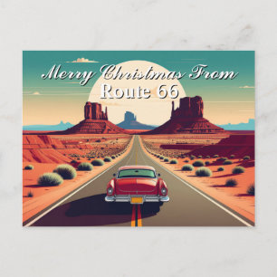 Prettig kerstfeest vanuit Route 66 Retro Auto Woes Briefkaart