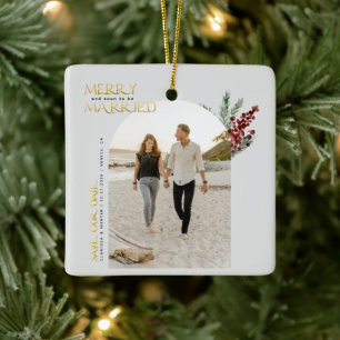 Prettig Kerstfeest Verloving Save The Date Keramisch Ornament