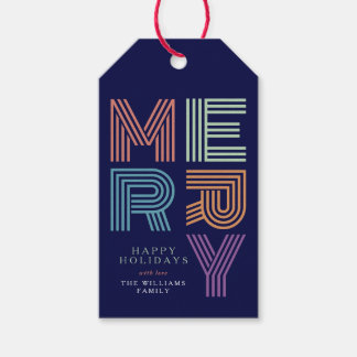 Prettig kerstfeest Vet Leuke Kleurrijke Typografie Cadeaulabel