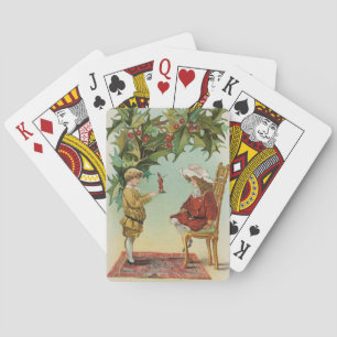 Prettig Kerstfeest - vintage ansichtkaart Pokerkaarten