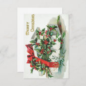 Prettig Kerstfeest Vintage Kaart (Voorkant / Achterkant)