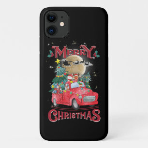 Prettig kerstfeest Vintage rode Kerstman-vrachtwag iPhone 11 Hoesje