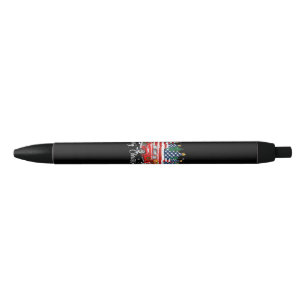 Prettig kerstfeest Vintage rode vrachtwagen VS vla Zwarte Inkt Pen