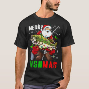 Prettig kerstfeest Vis Grappige kerstman houd vis  T-shirt