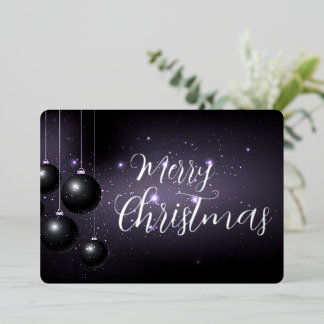 Prettig kerstfeest Vonken Zwarte Kerst Ornamenten Folie Feestdagenkaart