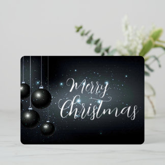 Prettig kerstfeest Vonken Zwarte Kerst Ornamenten Folie Feestdagenkaart