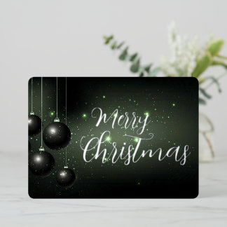 Prettig kerstfeest Vonken Zwarte Kerst Ornamenten Folie Feestdagenkaart