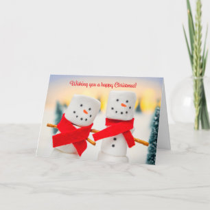 Prettig Kerstfeest Voor Iedereen Marshmallow Sneeu Feestdagen Kaart