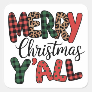 Prettig kerstfeest voor jullie schattige gezinsmat vierkante sticker