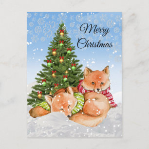 Prettig kerstfeest voor vossen / Wilde dieren vaka Briefkaart