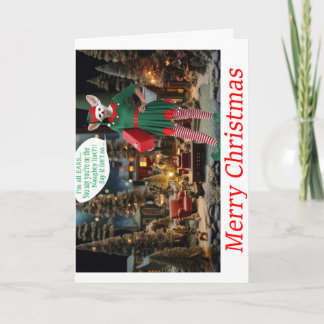 Prettig kerstfeest!  Vos als elf.  Kaart